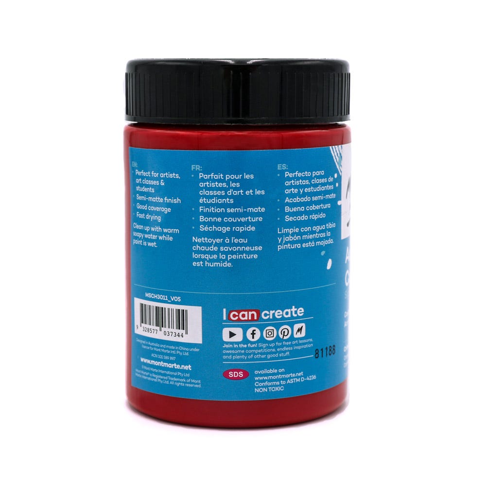 Mont Marte Acrylic Colour Paint Signature 300Ml 10 1 Us Fl Oz Crimson