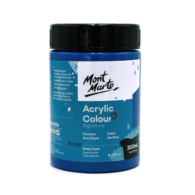 Mont Marte Acrylic Colour Paint Signature 300ml - Deep Cyan