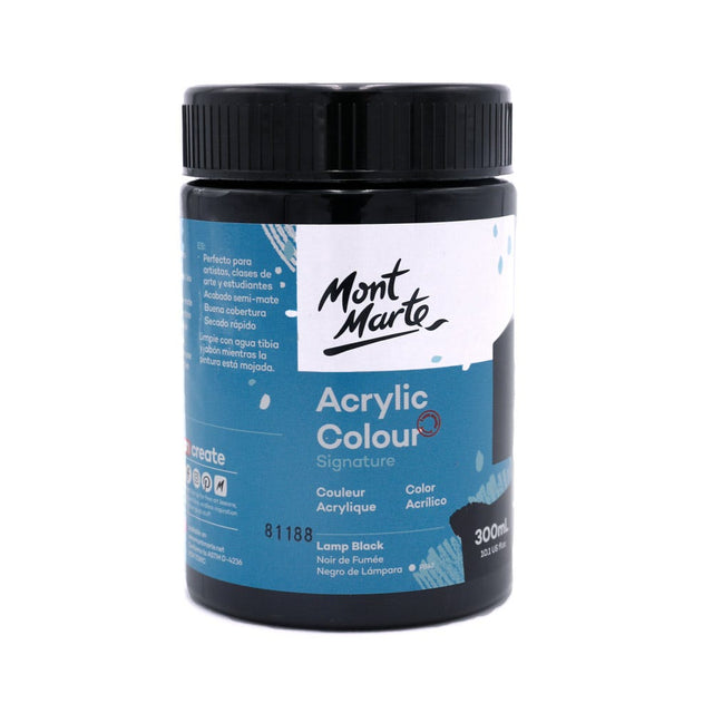 Mont Marte Acrylic Colour Paint Signature 300ml - Lamp Black