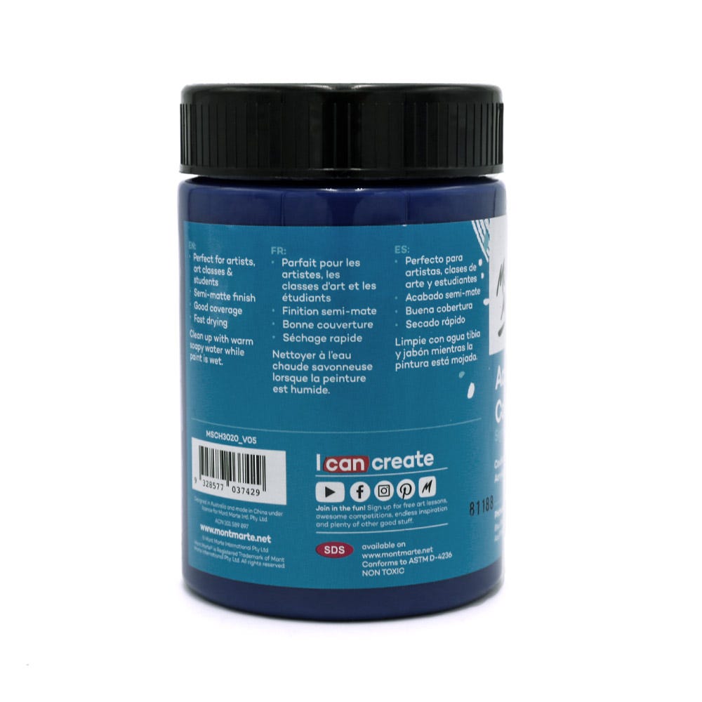 Mont Marte Acrylic Colour Paint Signature 300Ml 10 1 Us Fl Oz Phthalo Blue