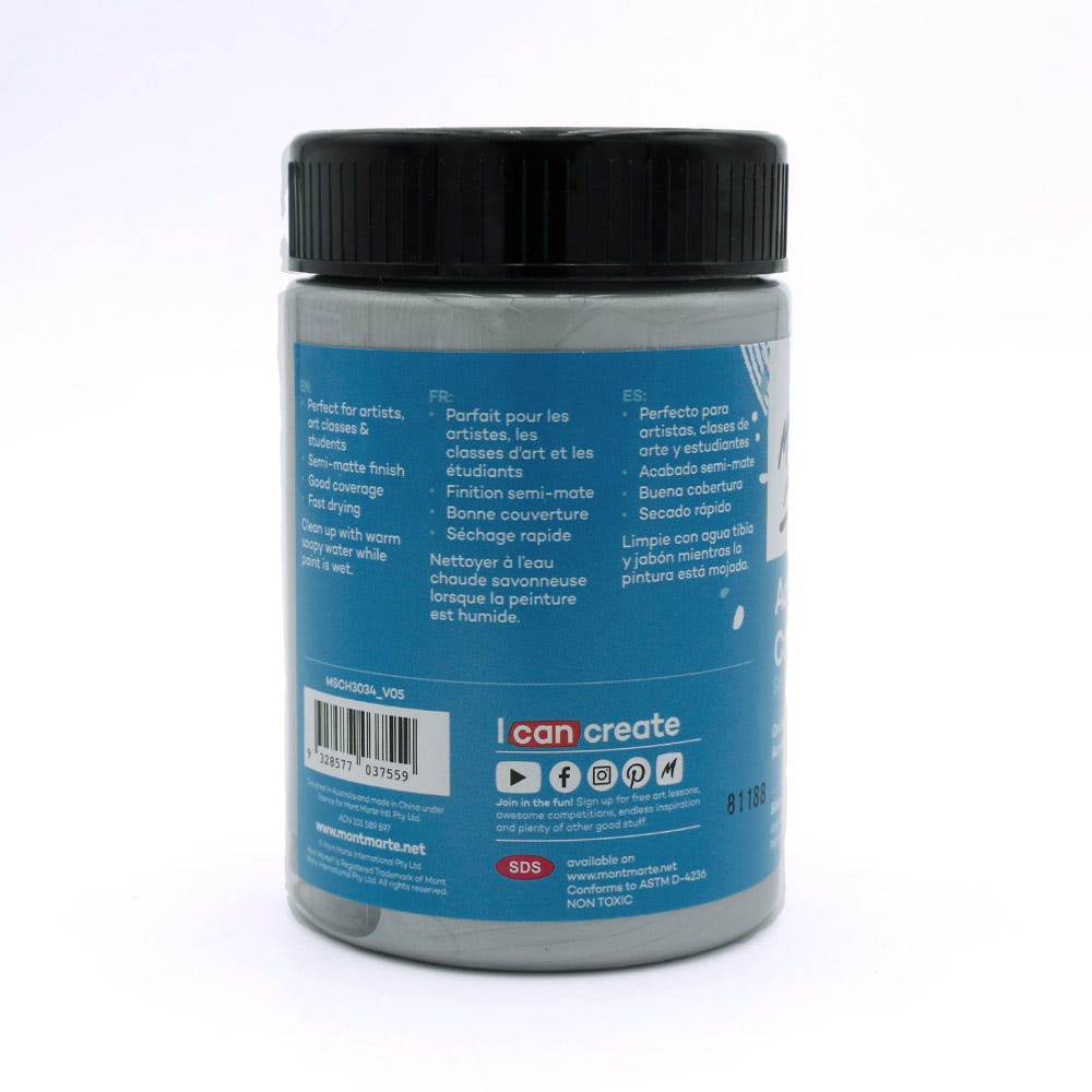 Mont Marte Acrylic Colour Paint Signature 300Ml 10 1 Us Fl Oz Silver