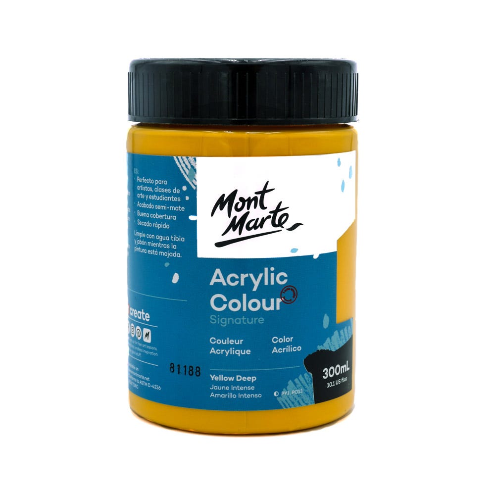 Mont Marte Acrylic Colour Paint Signature 300ml - Yellow Deep