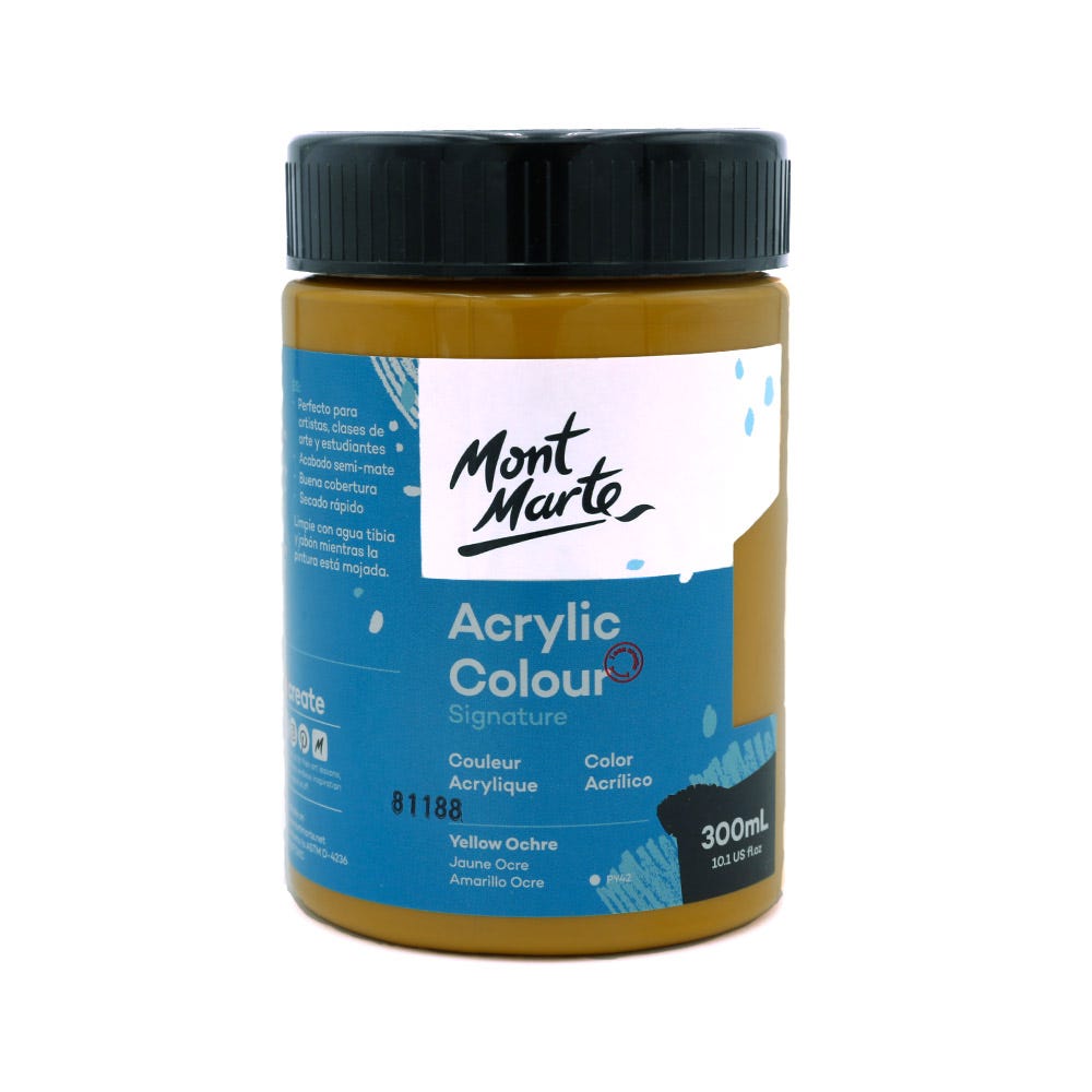Mont Marte Acrylic Colour Paint Signature 300Ml (10.1 Us Fl.Oz) - Yellow Ochre
