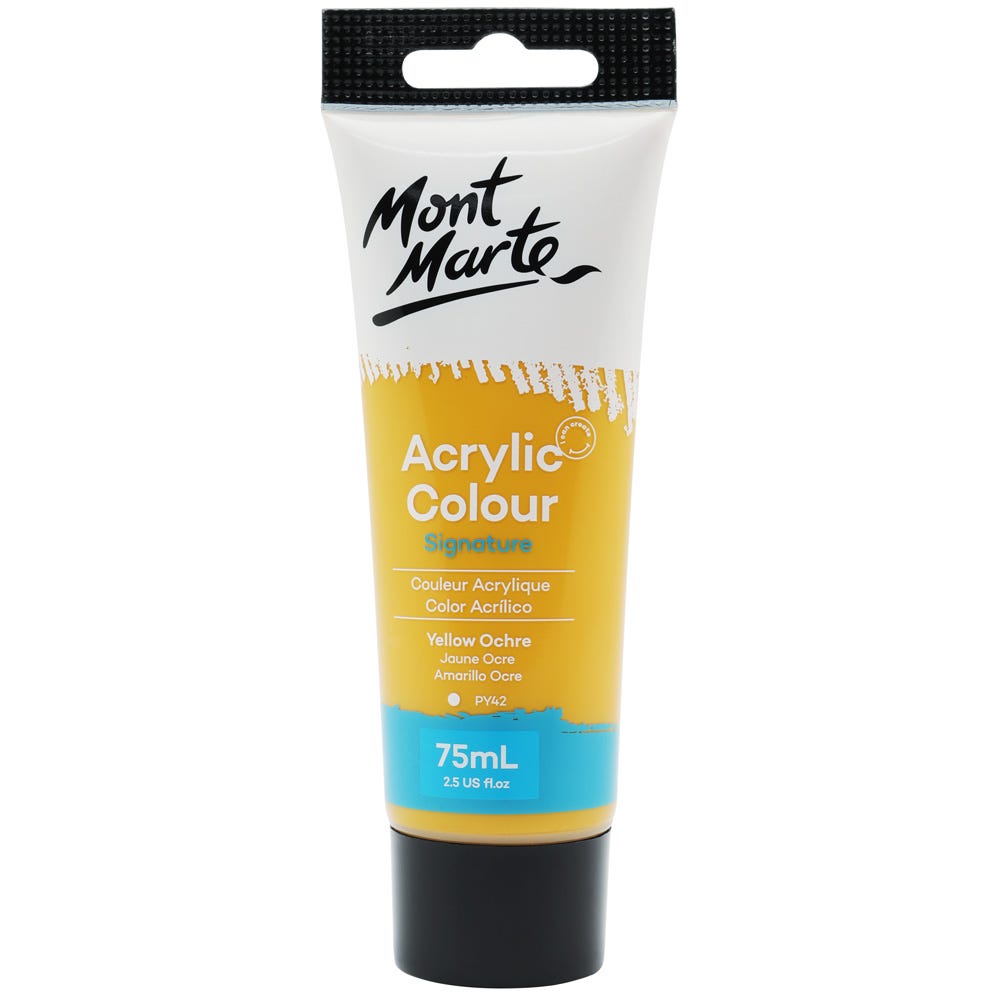 Mont Marte Acrylic Colour Paint Signature 75Ml (2.5 Us Fl.Oz) Tube - Yellow Ochre