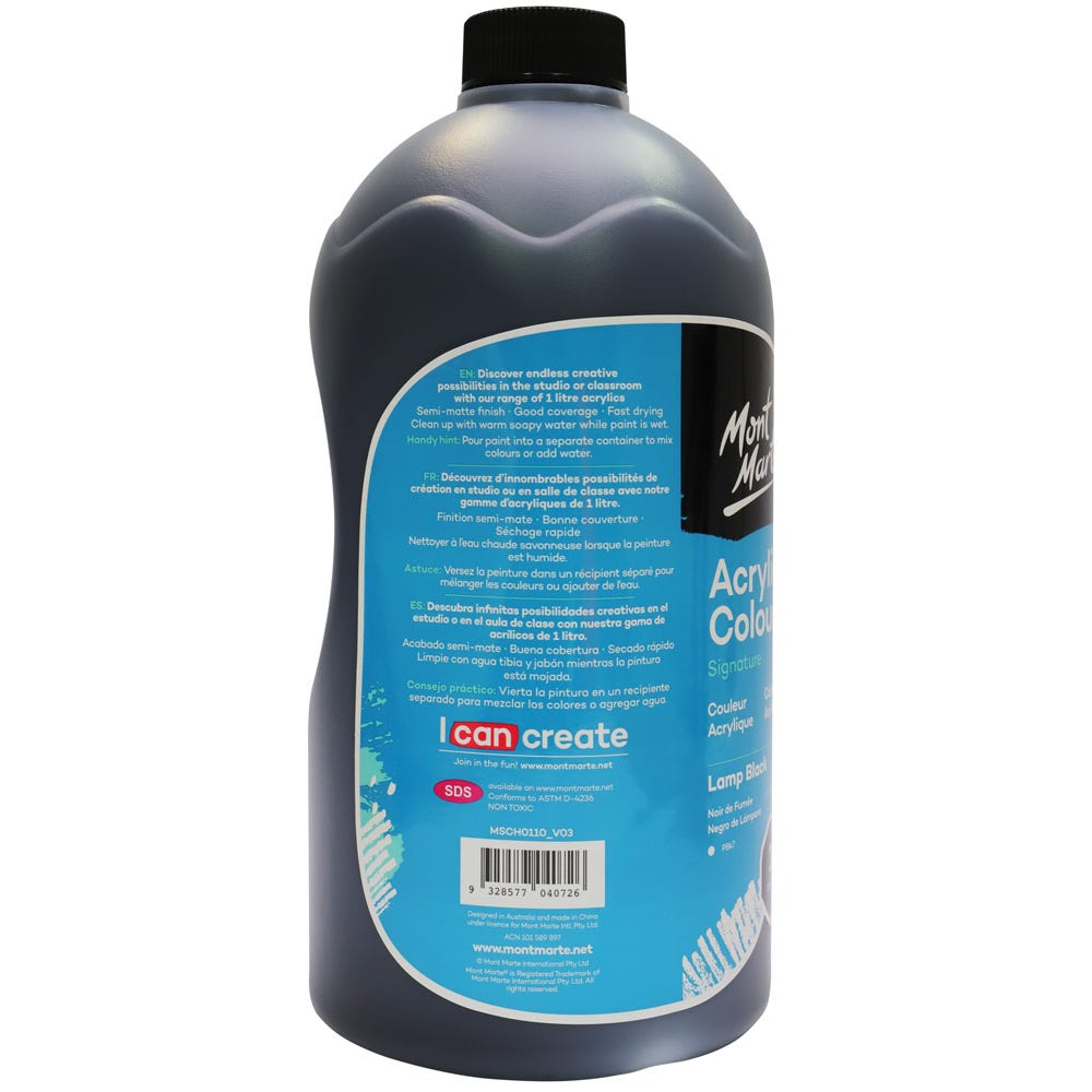 Mont Marte Acrylic Colour Signature 1L 33 8 Us Fl Oz Bottle Lamp Black