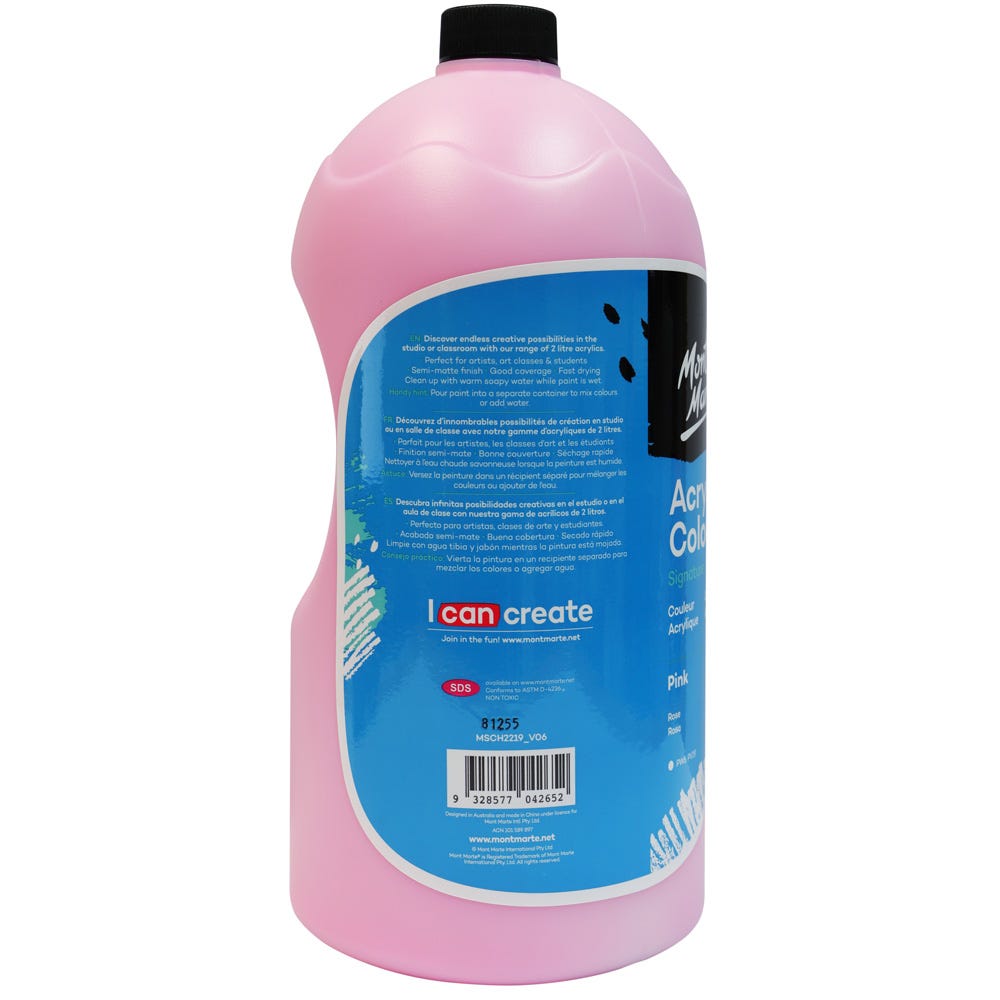 Mont Marte Acrylic Colour Paint Signature 2L 67 6 Us Fl Oz Bottle Pink