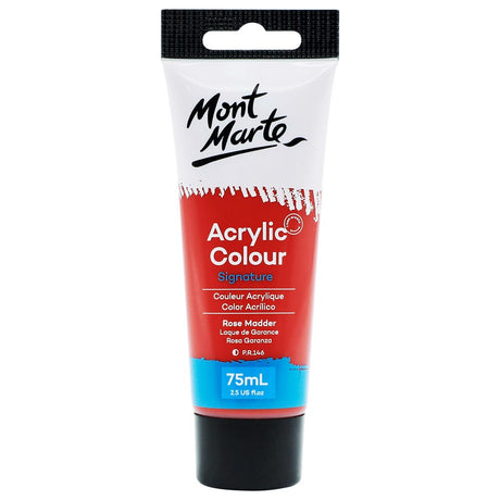 Mont Marte Acrylic Colour Paint Signature 75Ml (2.5 Us Fl.Oz) Tube - Rose Madder