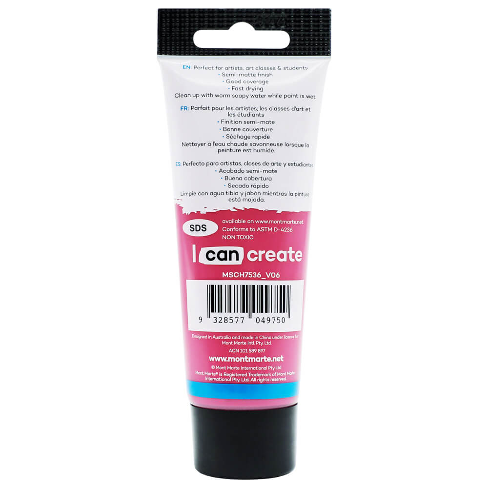 Mont Marte Acrylic Colour Paint Signature 75Ml 2 5 Us Fl Oz Tube Cerise
