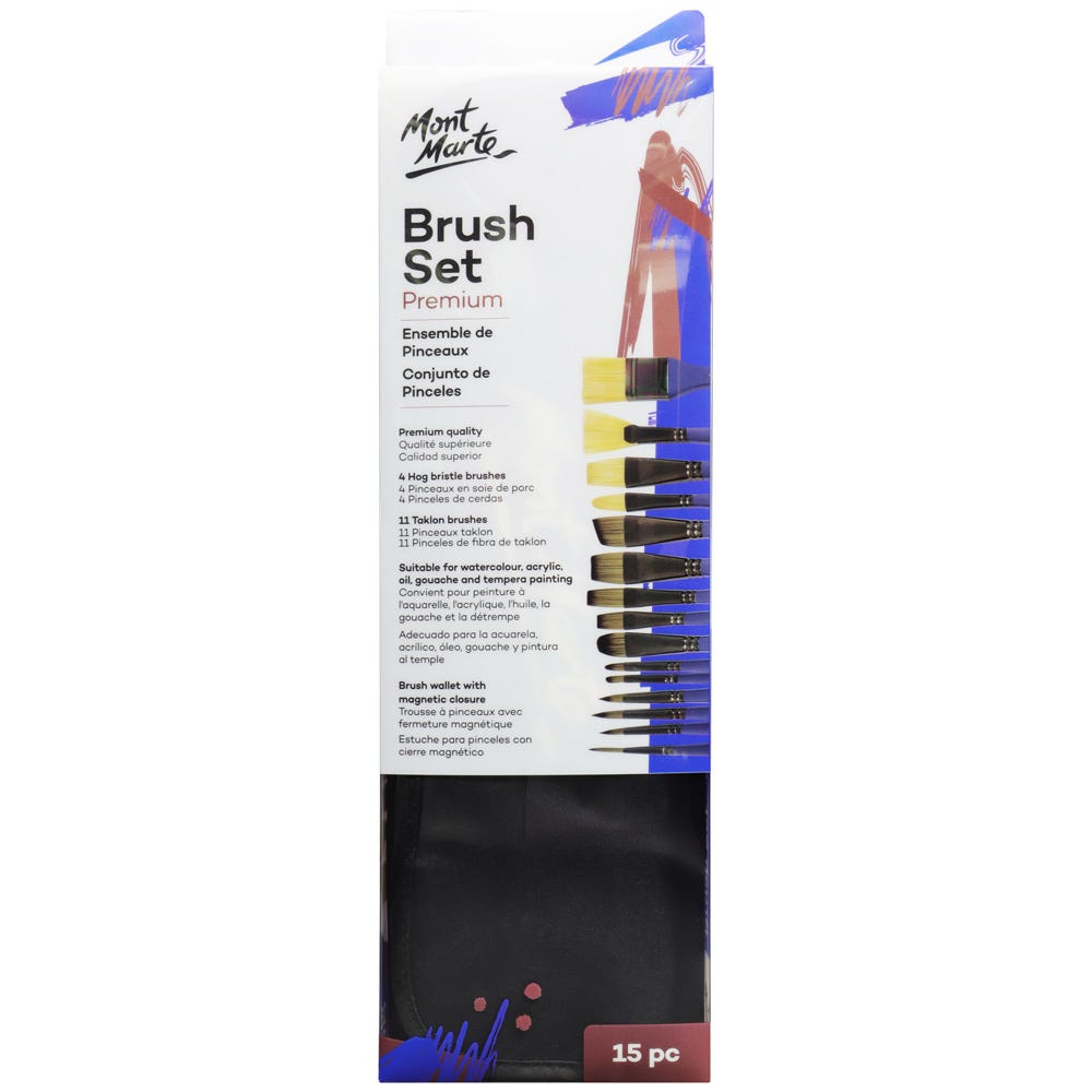 Mont Marte Brush Wallet Set Premium 15Pc