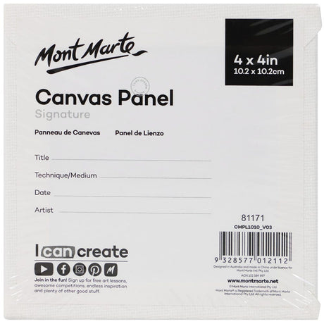 Mont Marte Canvas Panels Signature Pack 5 10 2 X 10 2Cm 4 X 4In