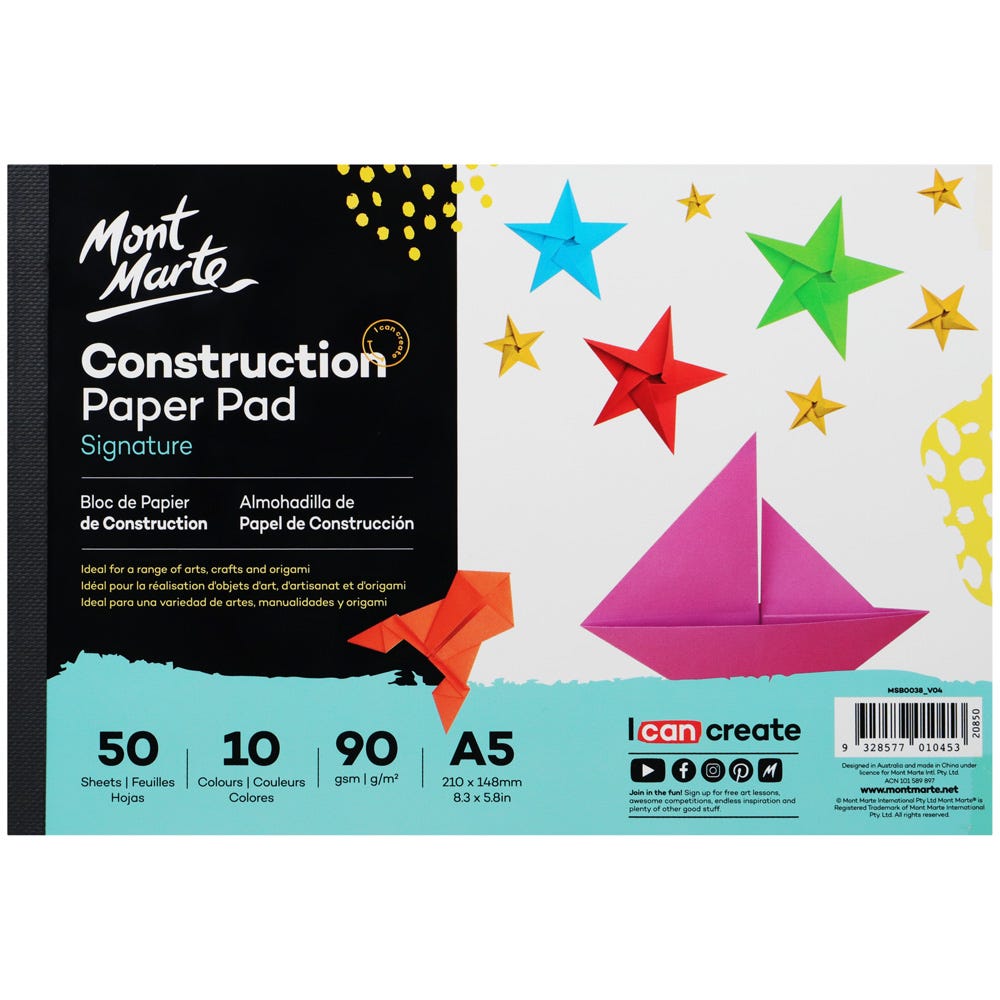Mont Marte Construction Paper Pad Signature A5 (8.3 X 5.8In) 50 Sheets