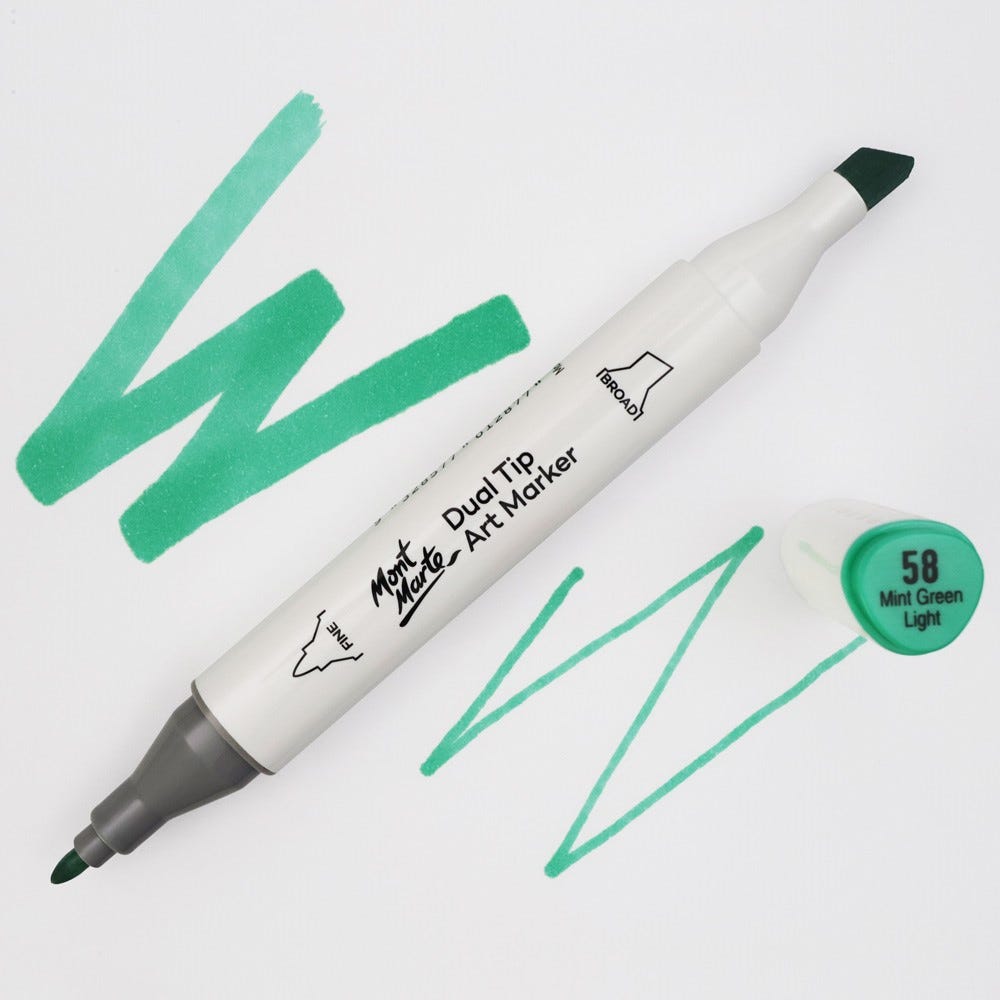 Mont Marte Dual Tip Art Marker Premium Mint Green Light 58