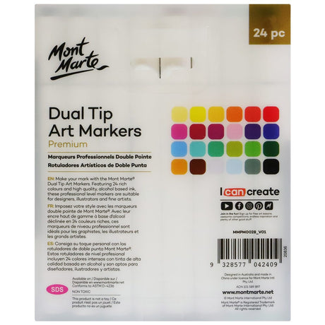 Mont Marte Dual Tip Art Markers Premium 24Pc