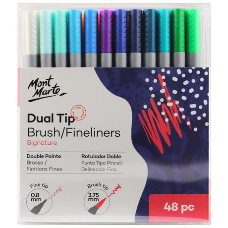 Mont Marte Dual Tip Brush/Fineliners Signature 48Pc