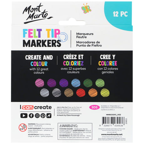 Mont Marte Felt Tip Markers 12Pc