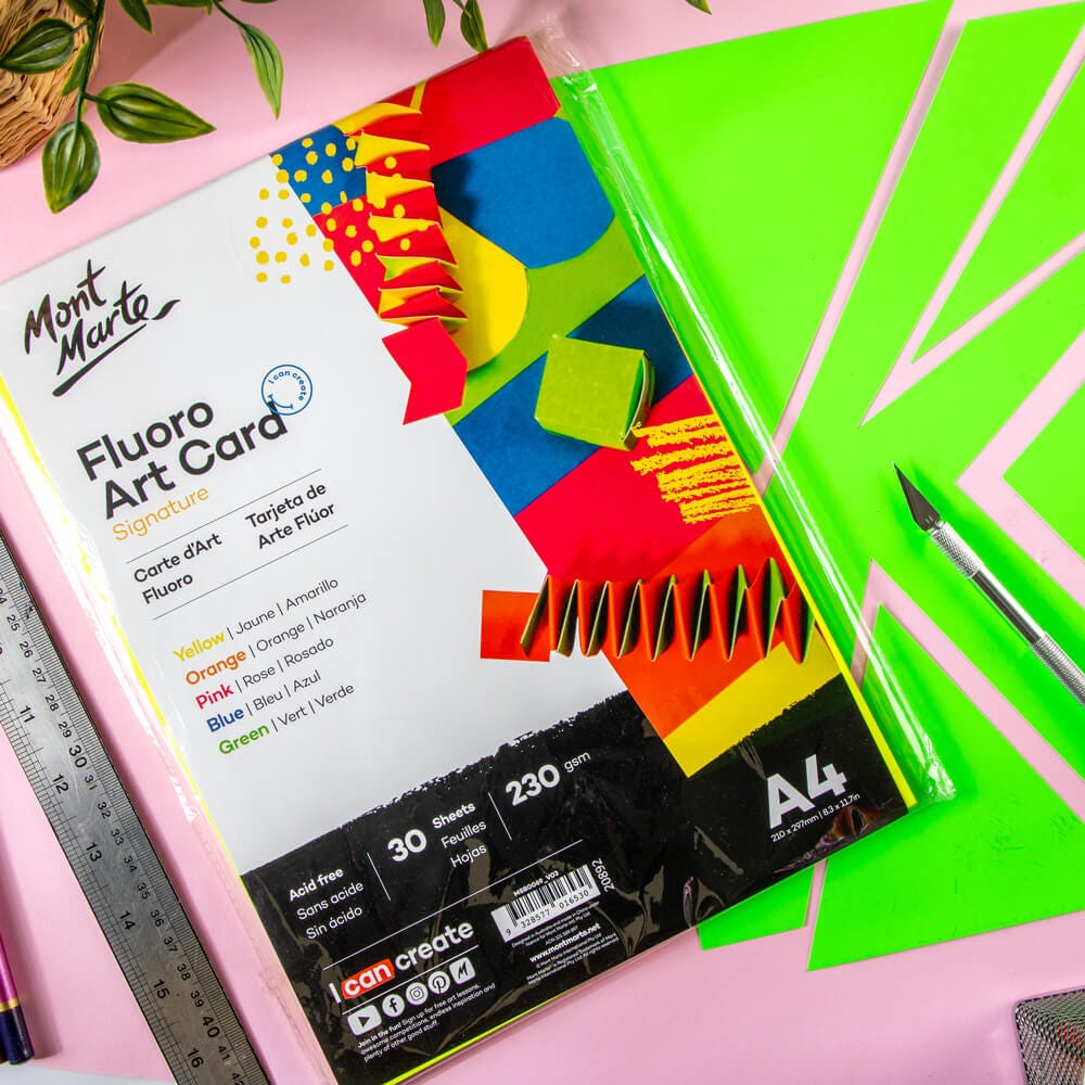 Mont Marte Fluoro Art Card Signature A4 230 Gsm