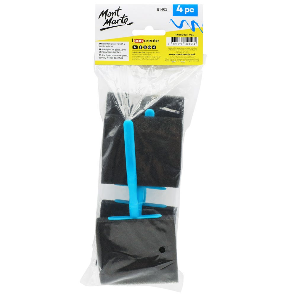 Mont Marte Foam Brushes Discovery 75Mm 2 9In 4Pc