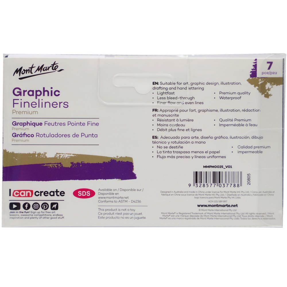 Mont Marte Graphic Fineliners Set Premium 7Pc