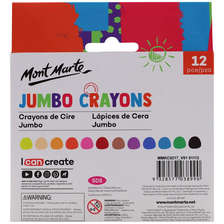 Mont Marte Jumbo Crayons 12Pc