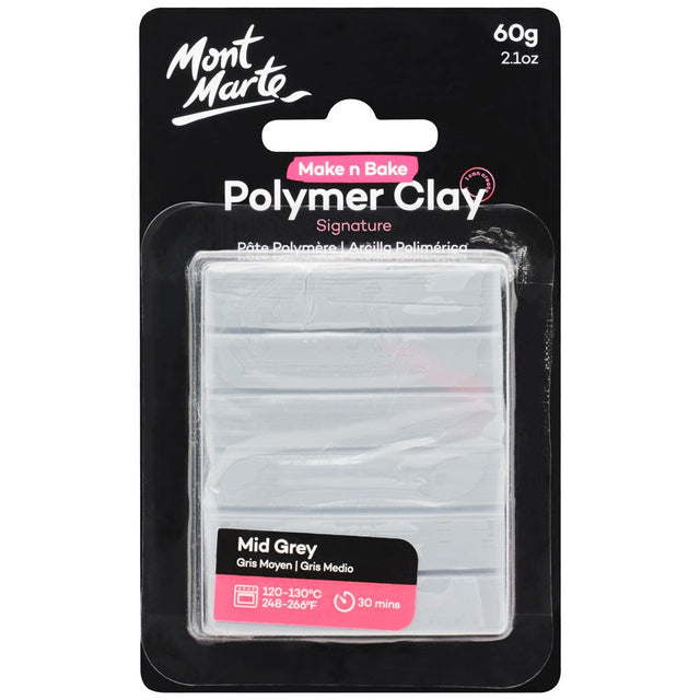 Mont Marte Make N Bake Polymer Clay Signature 60g - Mid Grey