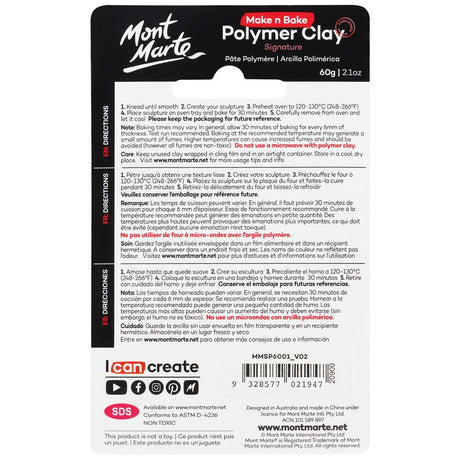 Mont Marte Make N Bake Polymer Clay Signature 60G 2 1Oz Titanium White