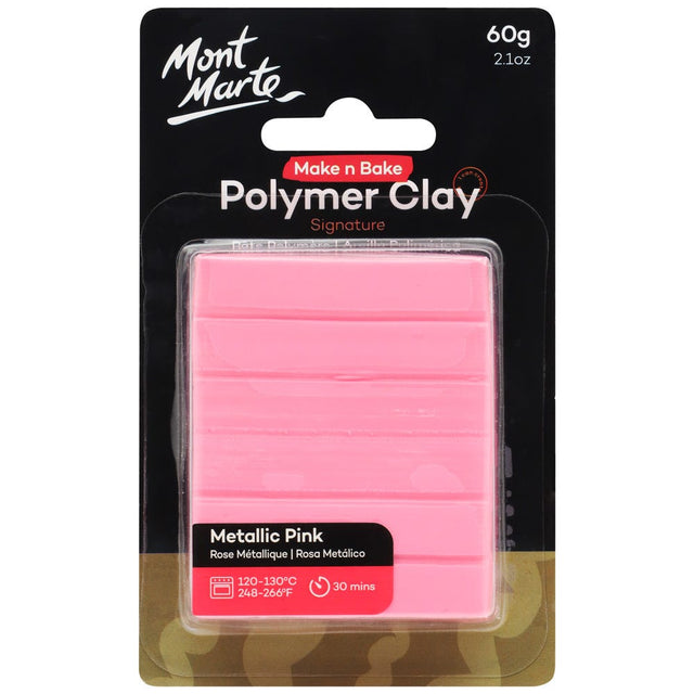 Mont Marte Make N Bake Polymer Clay Signature 60g - Metallic Pink