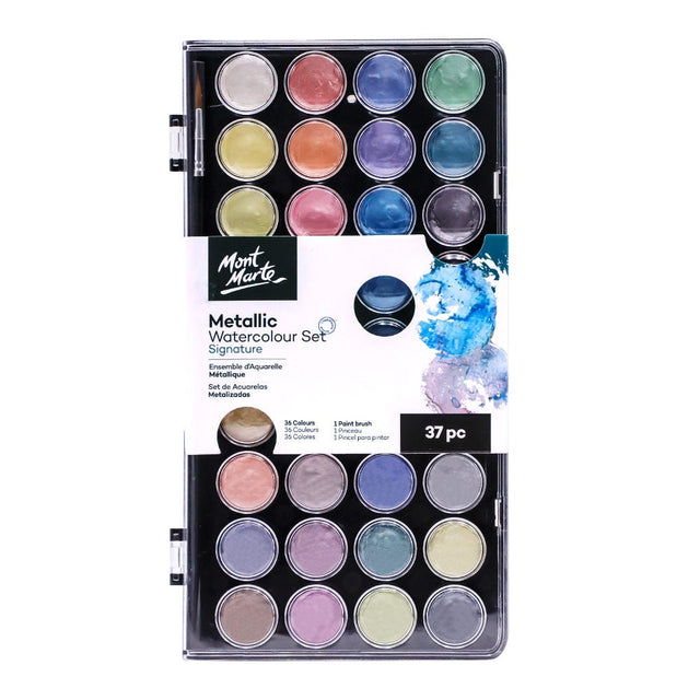 Mont Marte Metallic Watercolour Cake Set Signature 37Pc