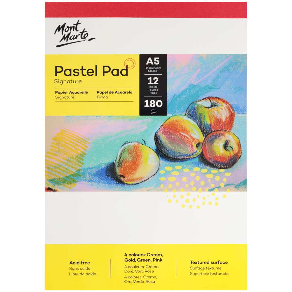 Mont Marte Pastel Pad 4 Colours Signature 180Gsm 12 Sheet A5 148 X 210mm