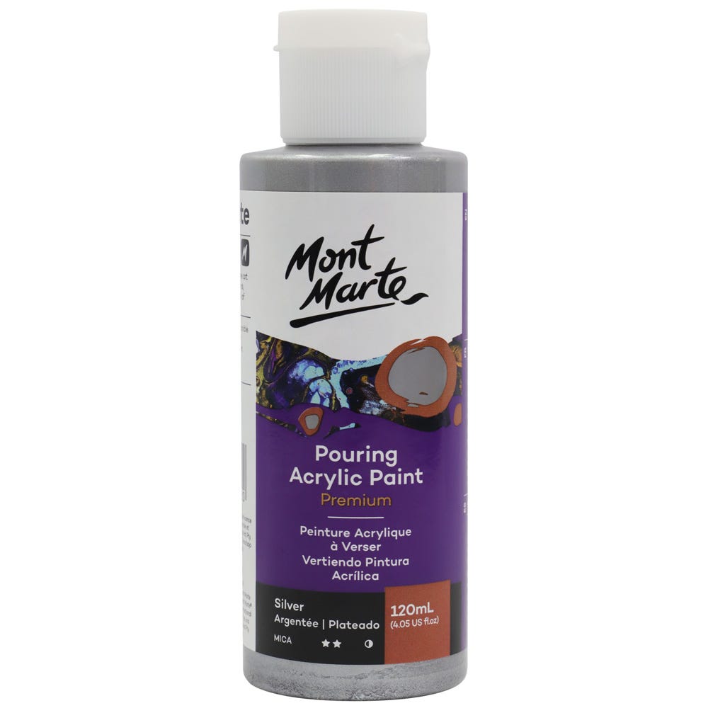Mont Marte Pouring Acrylic Paint Premium 120ml - Silver