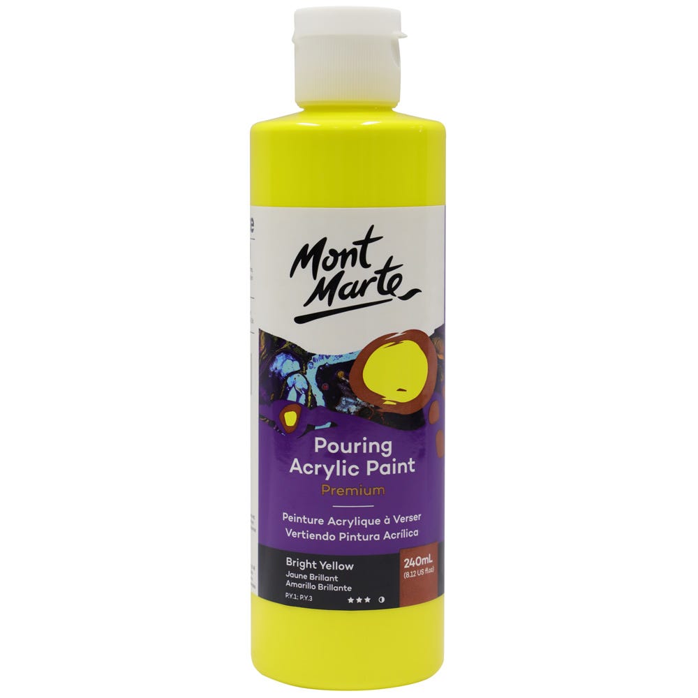 Mont Marte Pouring Acrylic Paint Premium 240ml - Bright Yellow