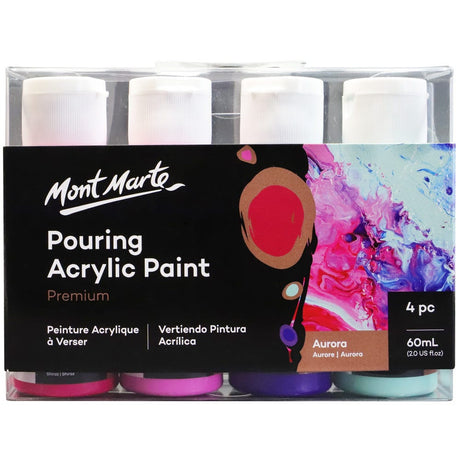 Mont Marte Pouring Acrylic Paint Set Premium 4Pc X 60ml - Aurora