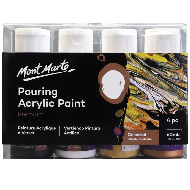 Mont Marte Pouring Acrylic Paint Set Premium 4Pc X 60ml - Celestial