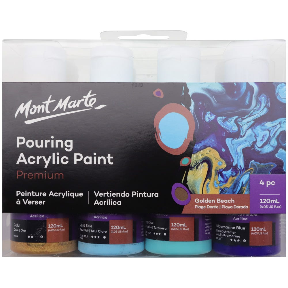 Mont Marte Pouring Acrylic Paint Set Premium 4Pc x120ml