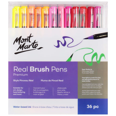 Mont Marte Real Brush Pens Premium 36Pc