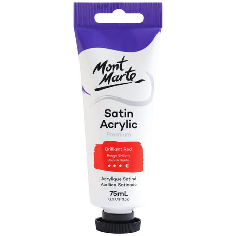 Mont Marte Satin Acrylic Paint Premium 75ml- Brilliant Red