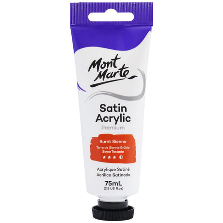 Mont Marte Satin Acrylic Paint Premium 75ml - Burnt Sienna