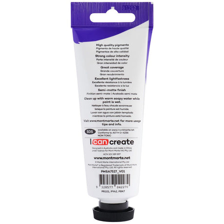 Mont Marte Satin Acrylic Paint Premium 75Ml 2 5 Us Fl Oz Tube Burnt Umber