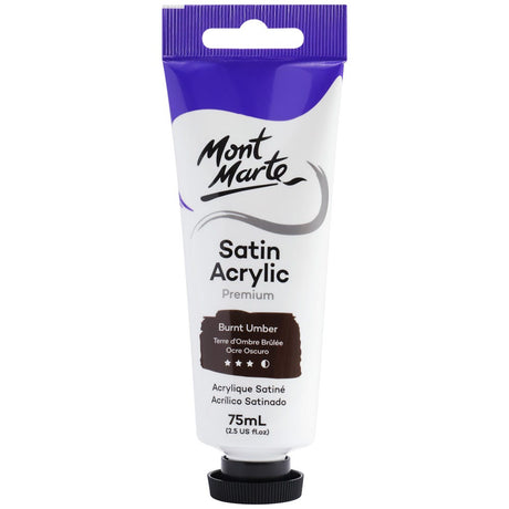 Mont Marte Satin Acrylic Paint Premium 75ml - Burnt Umber