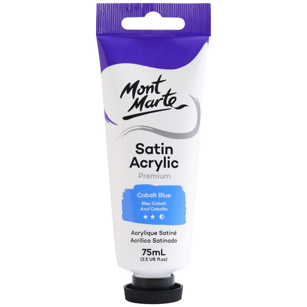 Mont Marte Satin Acrylic Paint Premium 75ml - Cobalt Blue