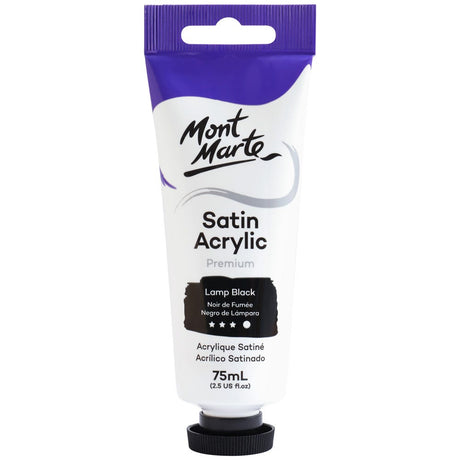 Mont Marte Satin Acrylic Paint Premium 75ml - Lamp Black