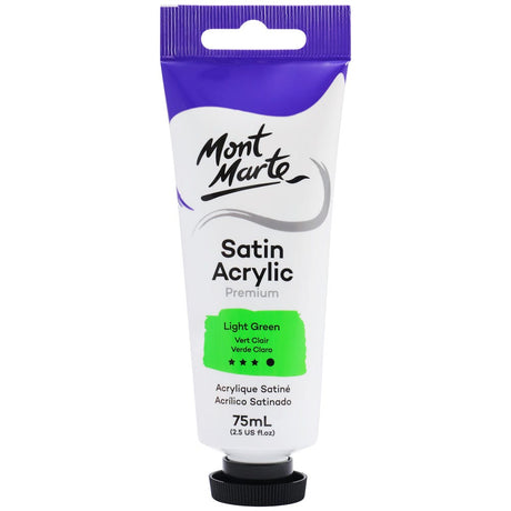 Mont Marte Satin Acrylic Paint Premium 75Ml (2.5 Us Fl.Oz) Tube - Light Green