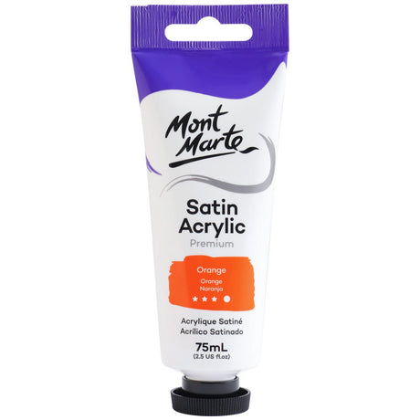 Mont Marte Satin Acrylic Paint Premium 75Ml (2.5 Us Fl.Oz) Tube - Orange