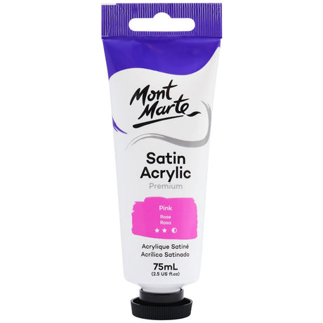 Mont Marte Satin Acrylic Paint Premium 75Ml (2.5 Us Fl.Oz) Tube - Pink