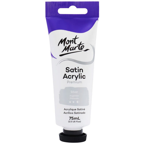 Mont Marte Satin Acrylic Paint Premium 75ml - Silver