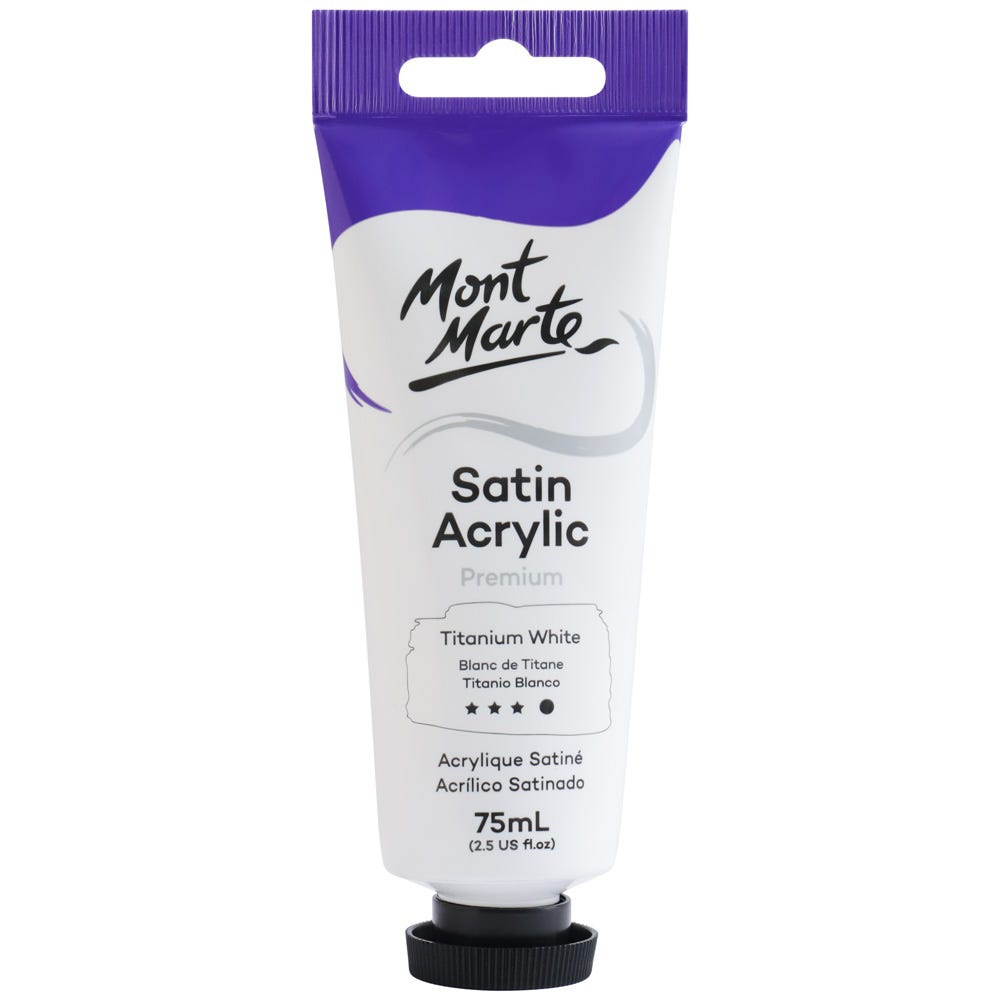 Mont Marte Satin Acrylic Paint Premium 75ml - Titanium White