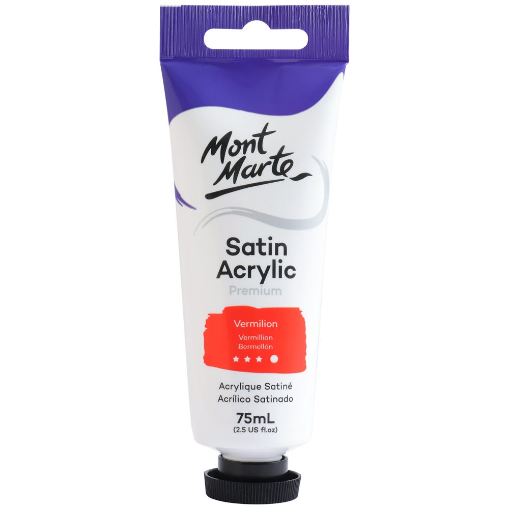 Mont Marte Satin Acrylic Paint Premium 75ml - Vermilion