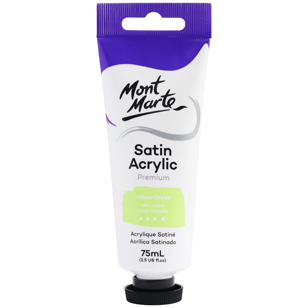 Mont Marte Satin Acrylic Paint Premium 75ml - Yellow Green