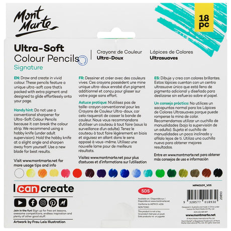 Mont Marte Ultra Soft Colour Pencils Signature 18Pc