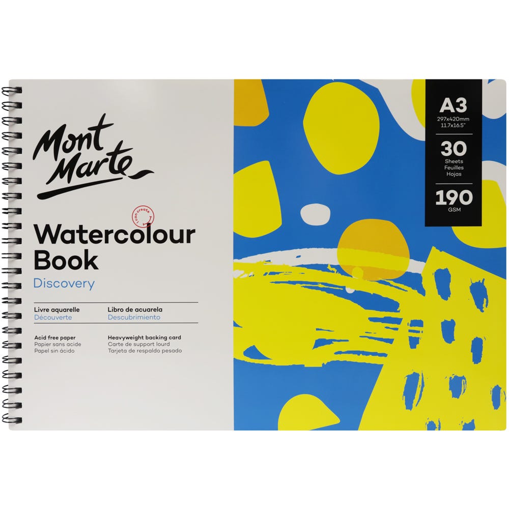 Mont Marte Watercolour Book Discovery A3 (11.7 X 16.5In) 30 Sheets 190Gsm