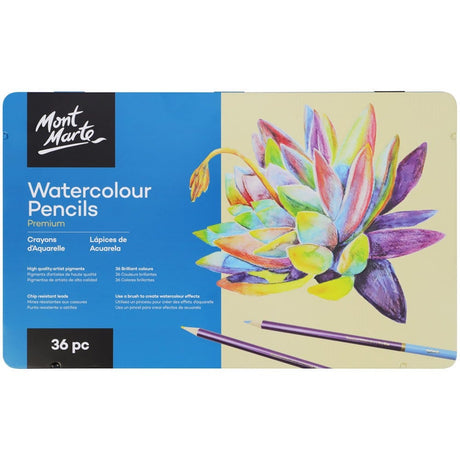 Mont Marte Watercolour Pencils In Tin Premium 36Pc